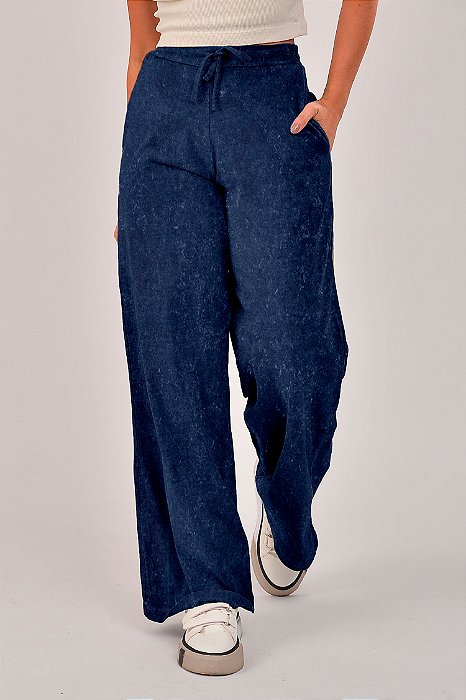 Calça Feminina Pantalona Marmorizada M/Malha Marinho