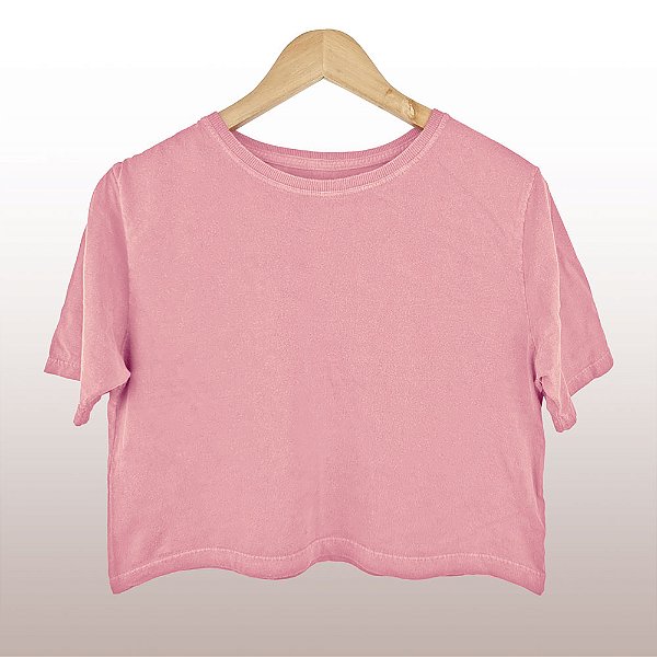 Cropped Camiseta Feminina Estonada Lisa Rosé