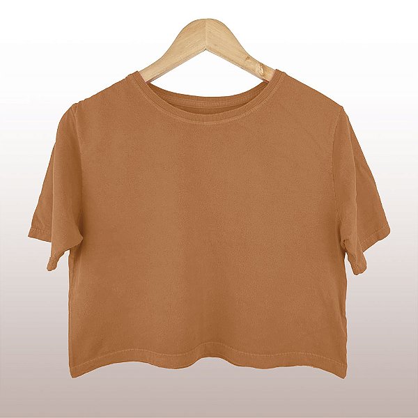Cropped Camiseta Feminina Estonada Lisa Telha