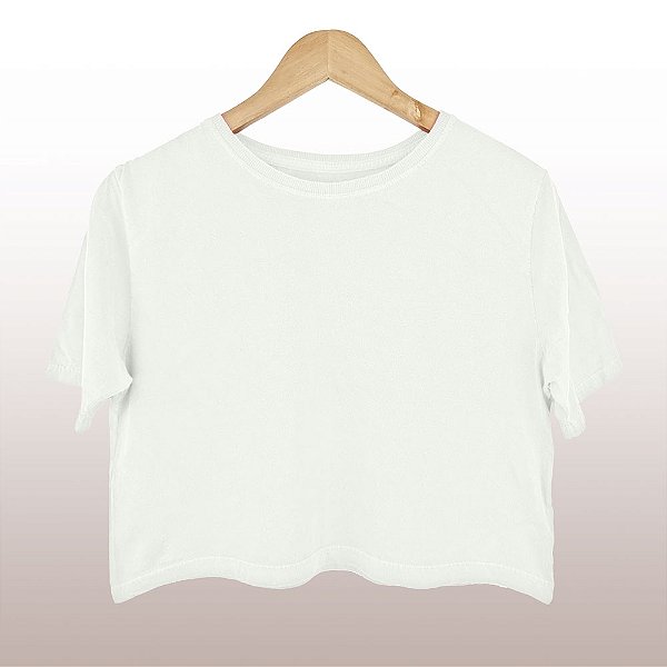 Cropped Camiseta Feminina Estonada Lisa Off White
