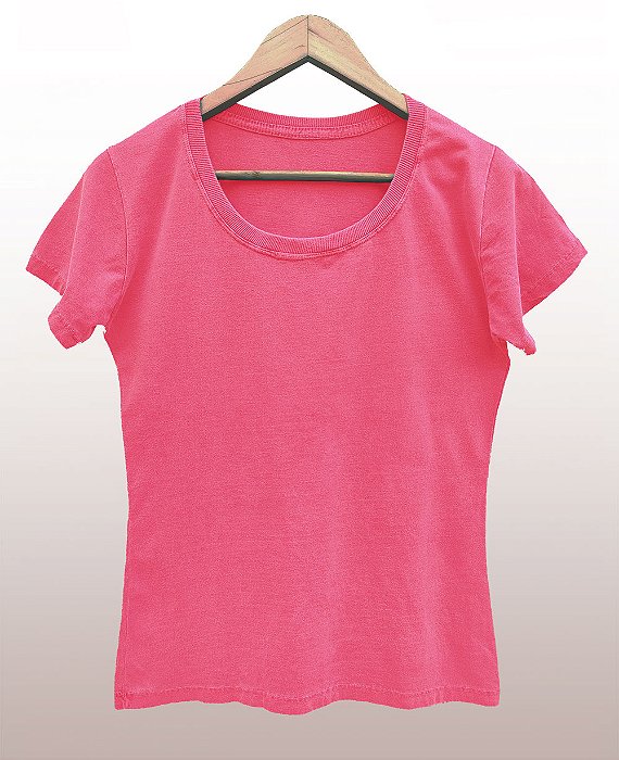 Camiseta Feminina Estonada lisa Algodão Rosé