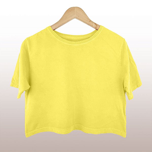 Cropped Camiseta Feminina Estonada Lisa Amarela