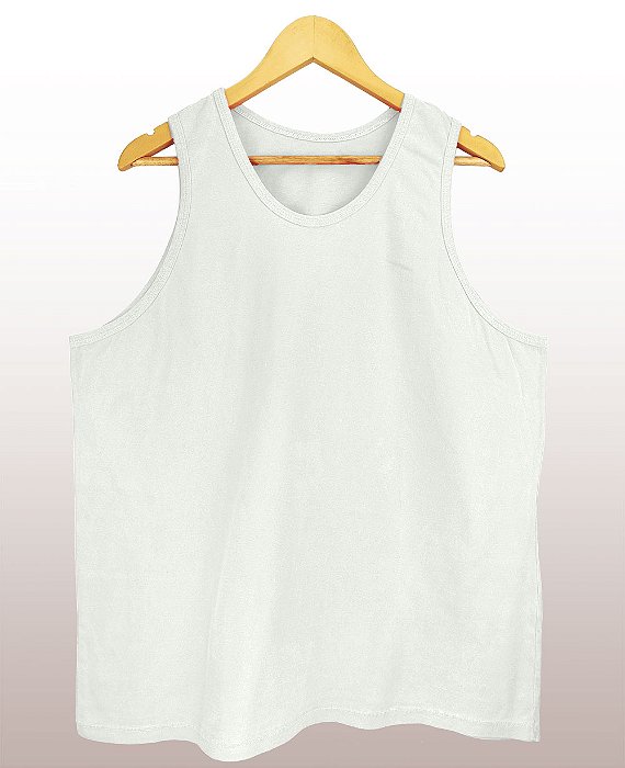 Regata Masculina Estonada lisa Algodão Off White