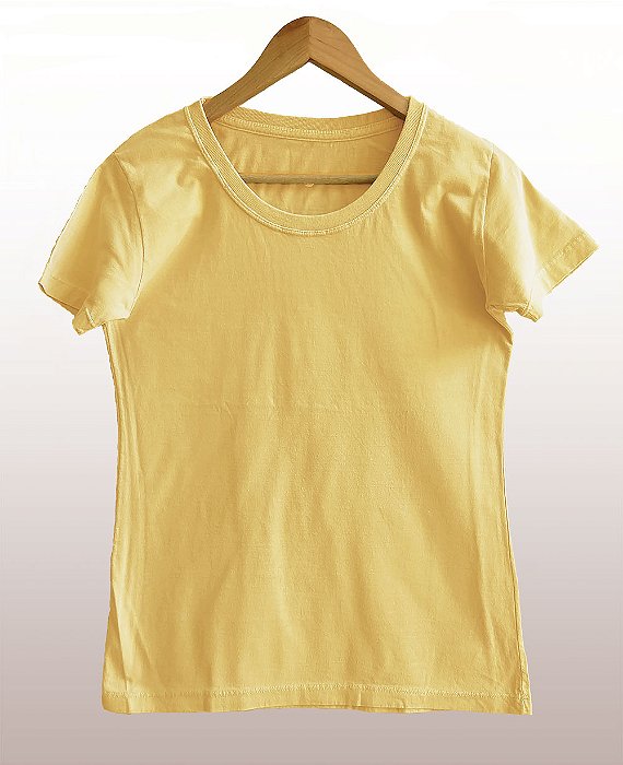 Camiseta Feminina Estonada lisa Algodão Bege