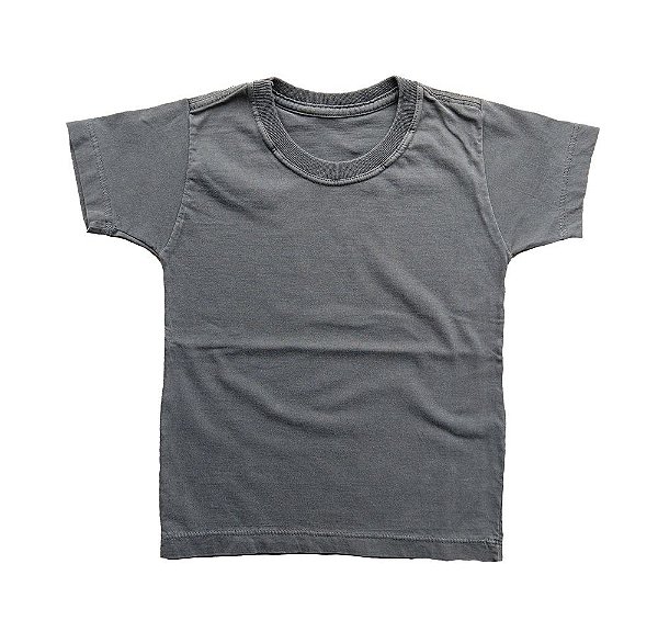 Camiseta Infantil Estonada Lisa Algodão Cinza Chumbo