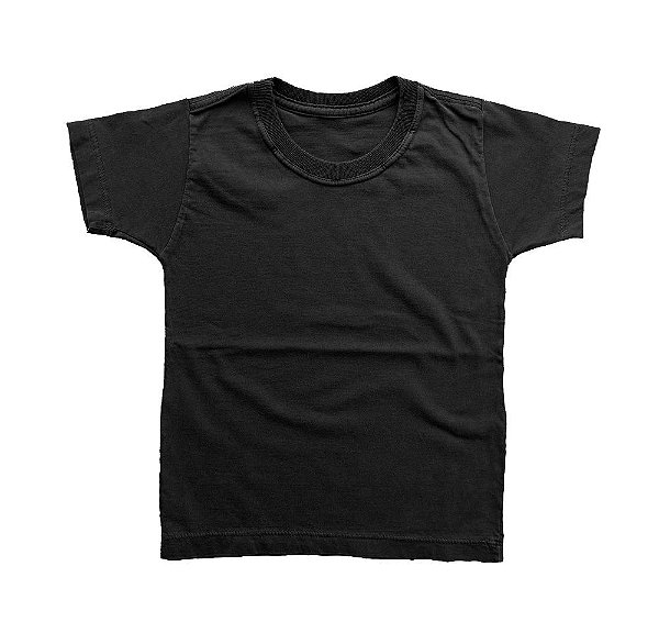 Camiseta Infantil Pré-Encolhida Lisa Algodão Preta