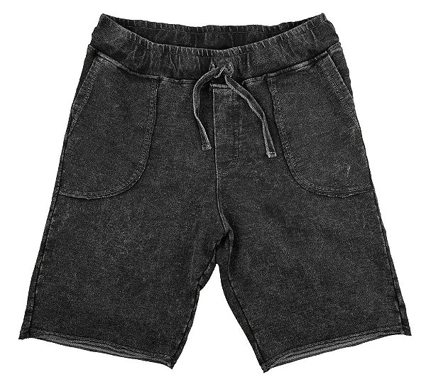 Bermuda Masculina Moletom Marmorizado Preto