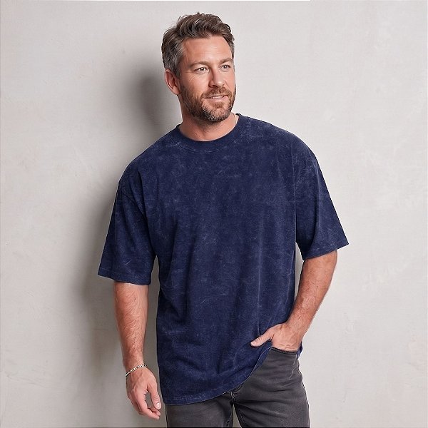 Camiseta Oversized Masculina Marmorizada Marinho