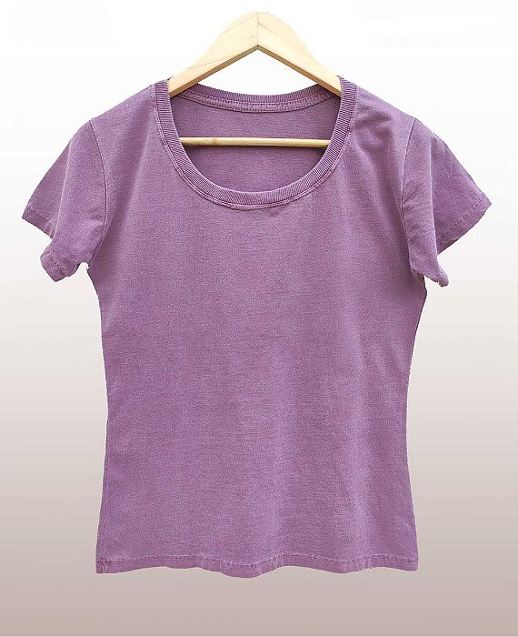 Camiseta Feminina Estonada lisa Algodão Vinho