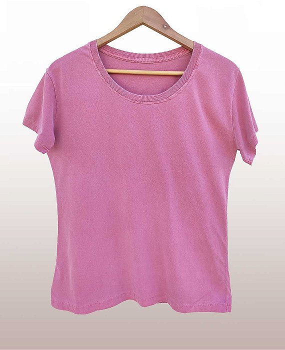 Camiseta Feminina Estonada lisa Algodão Goiaba