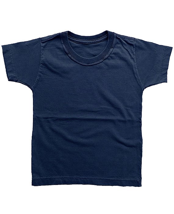 Camiseta Infantil Pré-Encolhida Lisa Algodão Marinho