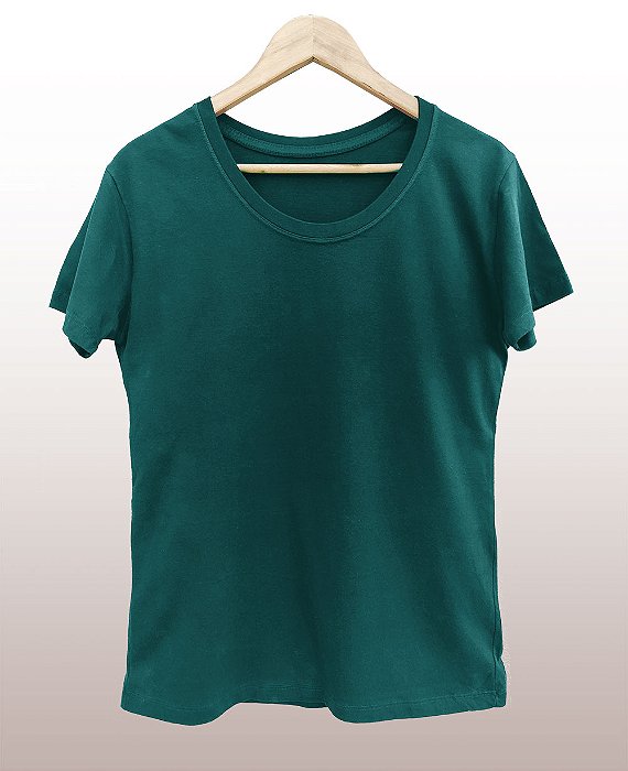 Camiseta Feminina Pré-Encolhida lisa Algodão Musgo