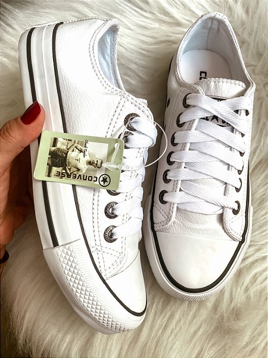 Tênis Feminino Converse All Star Couro Sintético - Branco - Distribuidora  de Calçados Mercado Shoes - Calçados Masculinos e Femininos
