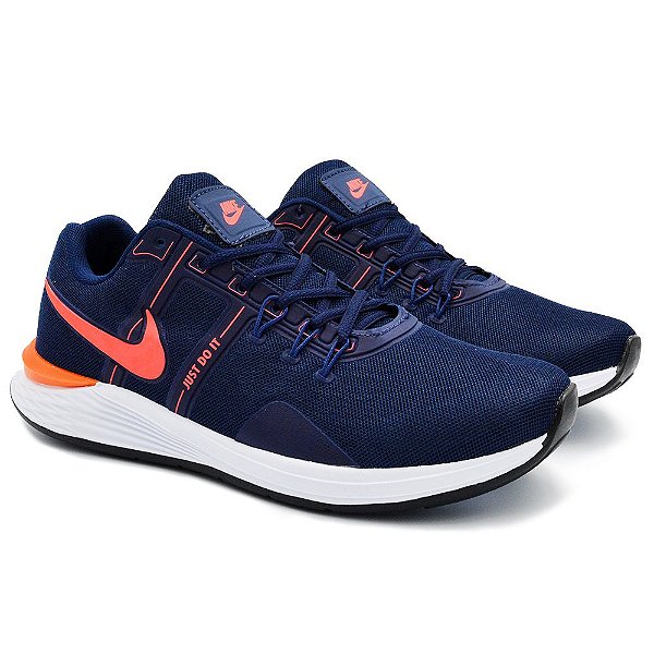 Tênis Masculino Nike Just Do It Lançamento 2021 - Marinho/Laranja -  Distribuidora de Calçados Mercado Shoes - Calçados Masculinos e Femininos