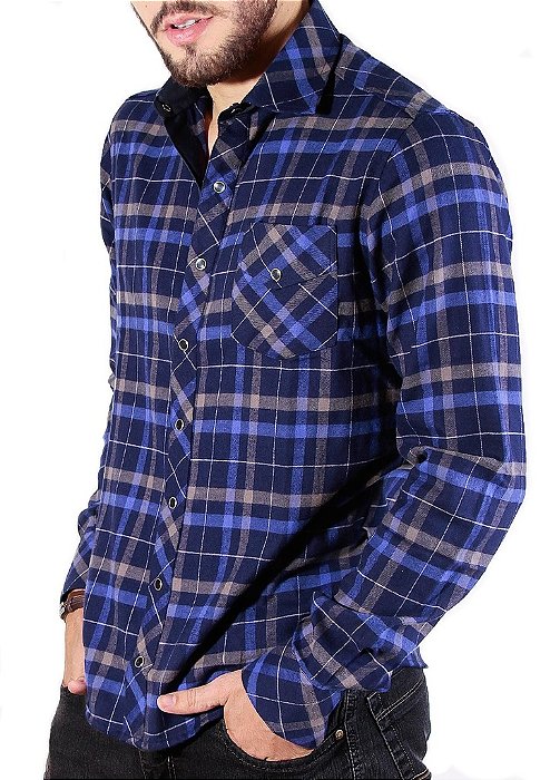 Camisa social xadrez masculina Clearance