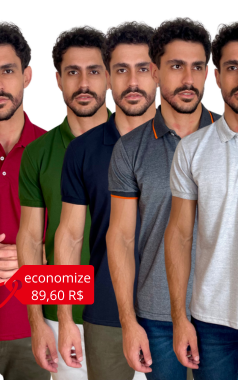 Kit 5 Pólos Piquet Mix Tony Menswear (você escolhe as cores)