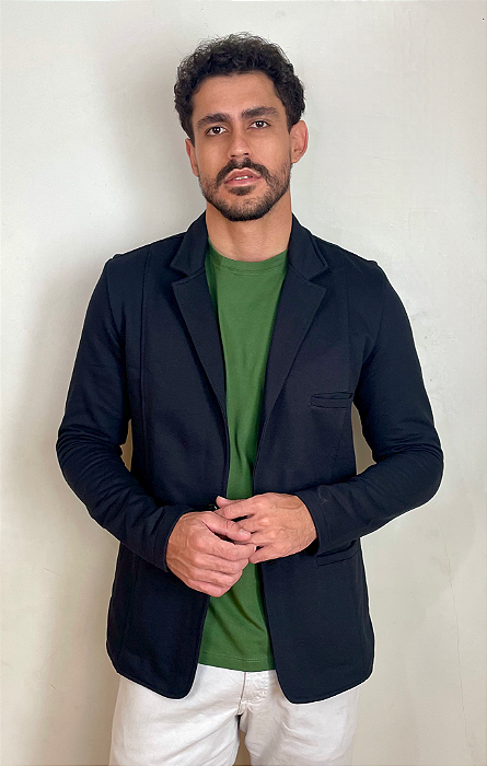 Blazer Masculino de Moletom Tony Menswear Slim Fit Preto