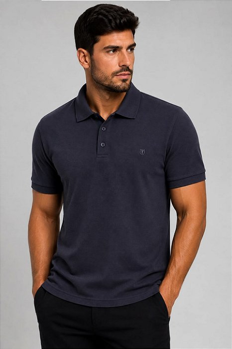 Pólo Piquet Mix Tony Menswear Azul Marinho