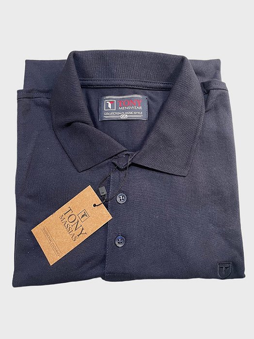 Pólo Piquet Mix Tony Menswear Azul Marinho
