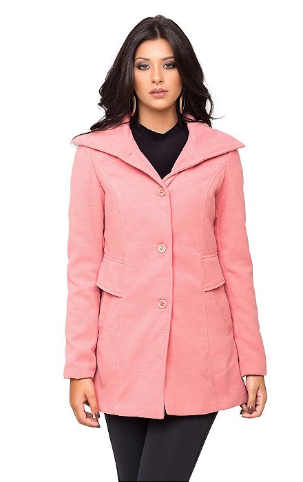 casaco de lã batido feminino rosa