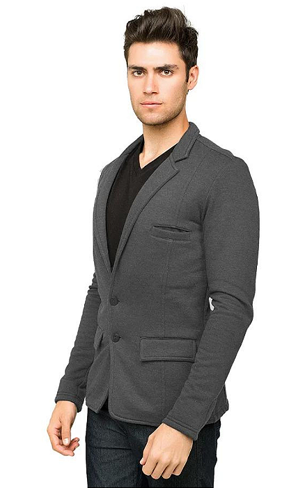 Blazer Masculino de Moletom Tony Menswear Slim Fit Grafite