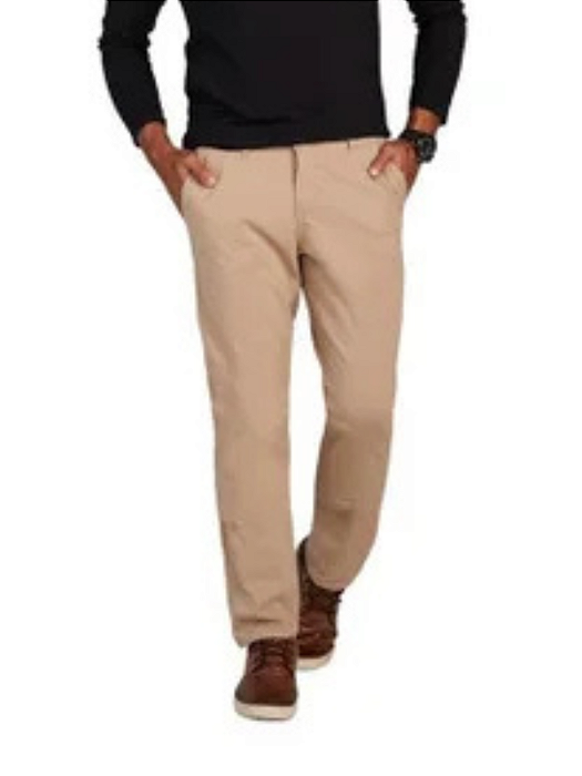 Calça Masculina de Sarja Sport Fino com Bolso Embutido Bege