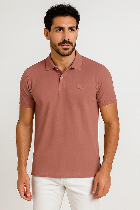 Pólo Piquet Premium Tony Menswear Rosa Chá