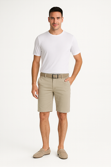 Bermuda Tony Menswear em Sarja com Elastano e Cinto