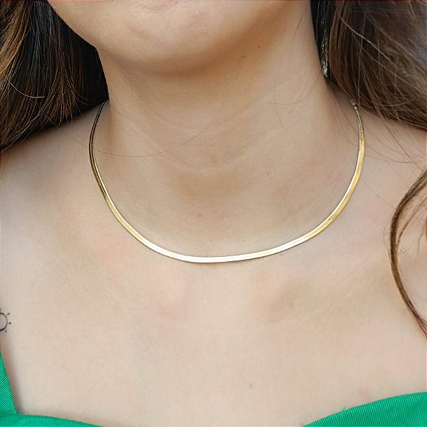 Choker fita 40cm 3mm - Banhado a Ouro 18k