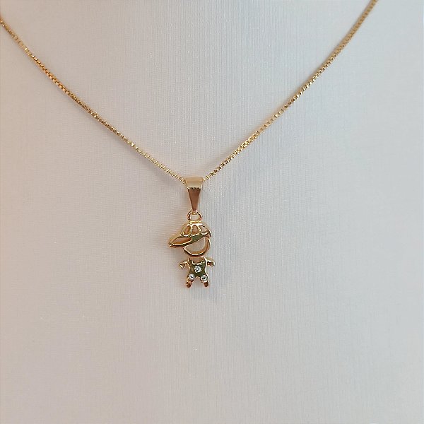 Colar Filhos MENINO - Banhado a Ouro 18k