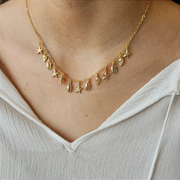 Colar Elementos do Mar - Banhado a Ouro 18k
