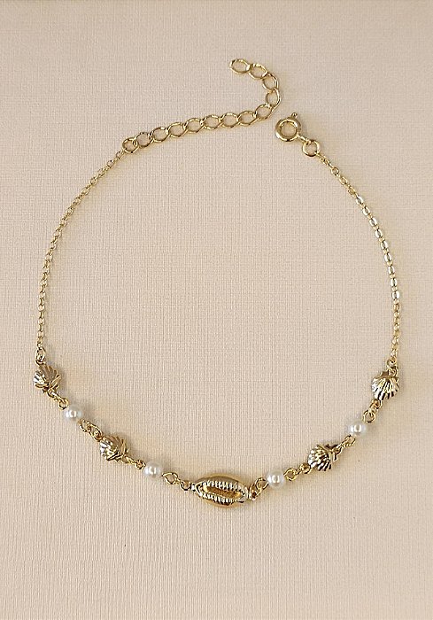 Tornozeleira Búzio - Banhado a Ouro 18k