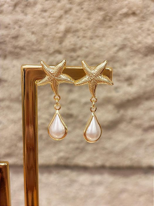 Brinco Estrela do Mar com Gota Perolada