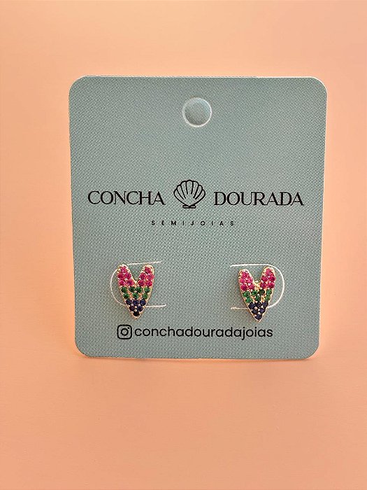 Brinco Coração Colorê