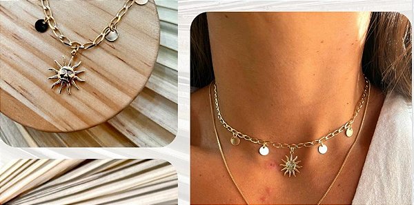 Choker La Luna - Banhado a Ouro 18k