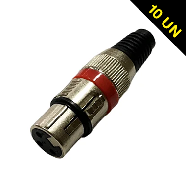 CONECTOR XLR FÊMEA CABO COLORIDO - KIT 10 UNIDADES