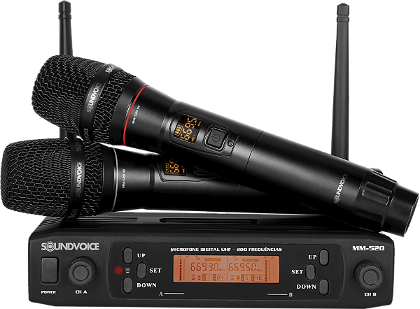 MICROFONE SOUNDVOICE SEM FIO MM-520SF DUPLO