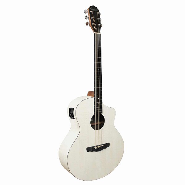 VIOLAO GIANNINI GJM CEQ SWH JUMBO MAPLE EL/AC CUTAWAY SATIN WHITE C/ BAG