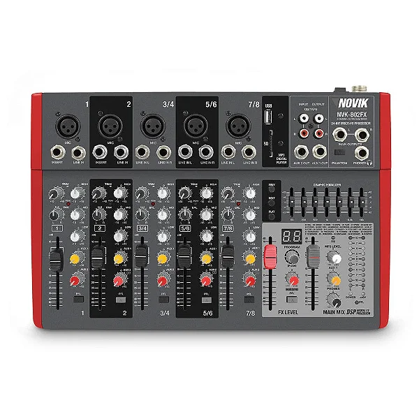 MESA NOVIK / NVK-802 FX - 8 CANAIS USB / SD / FX BIVOLT