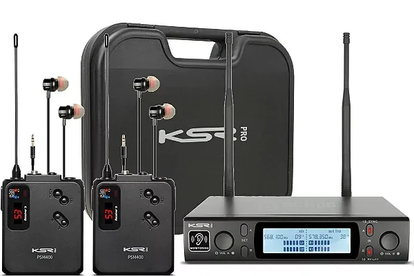 ​SISTEMA DE IN EAR SEM FIO DUPLO KSR PRO PSM400 C/ ESTOJO