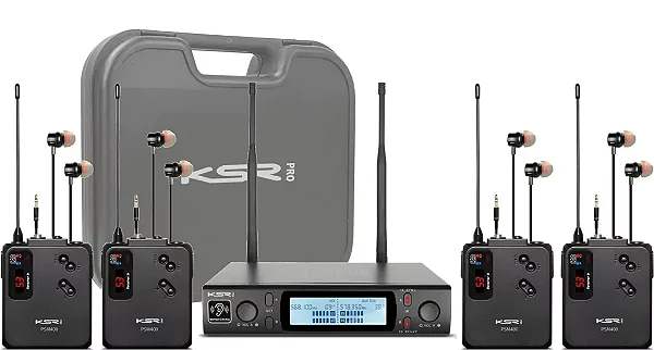 ​SISTEMA DE IN EAR SEM FIO QUADRUPLO KSR PRO PSM400-4 C/ ESTOJO