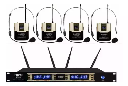 MICROFONE SEM FIO QUADRUPLO KT4H Digital 80 canais HEADSET