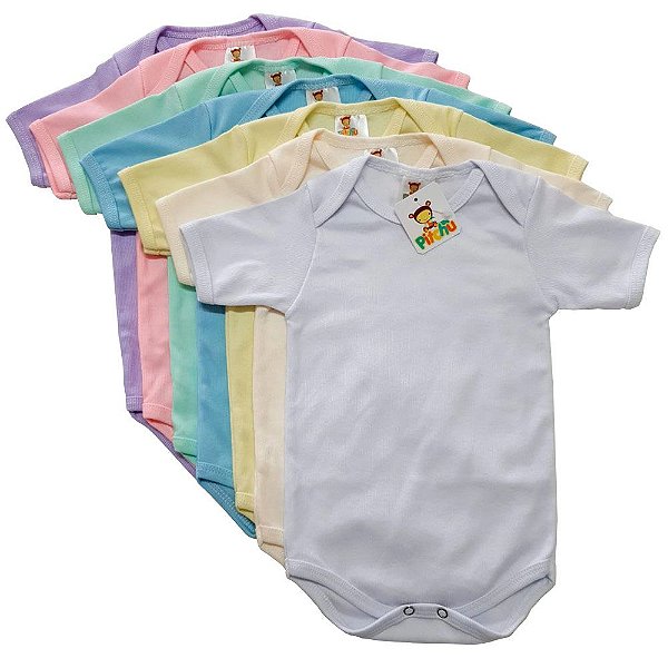 Body Bebê Manga Curta Malha Canelada - Pitchu Confecções - roupas de bebê  de 0 a 12 meses