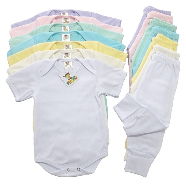 Conjunto Body e Mijão Manga Curta Malha Canelada