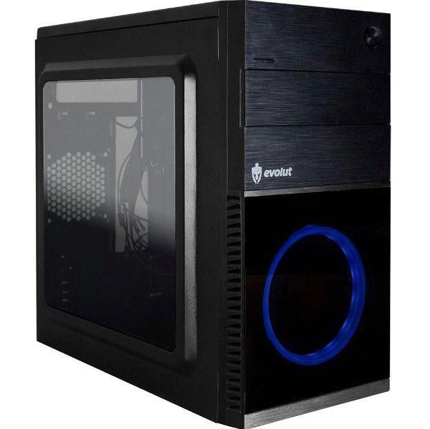 Gabinete Gamer Evolut Shin Com Cooler Azul  Mid Tower EG-804 Preto - Evolut