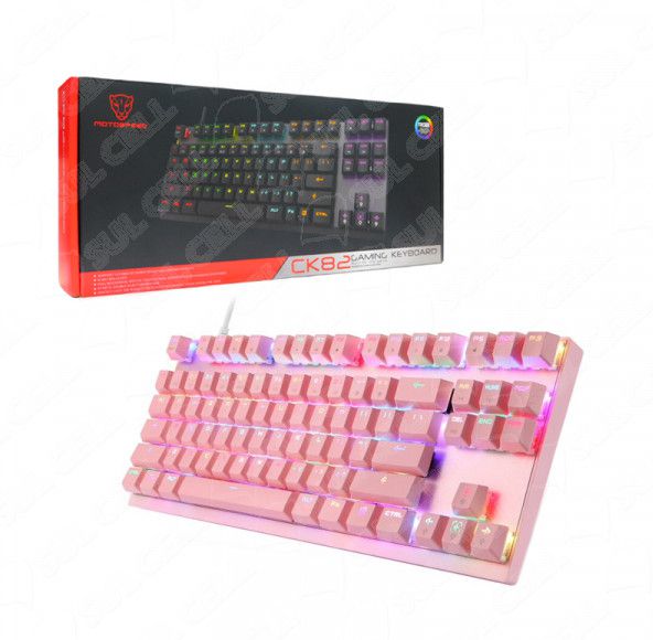 Teclado Gamer Mecanico USB Led RGB CK82 Blue Switch Motospeed - Rosa -Fs