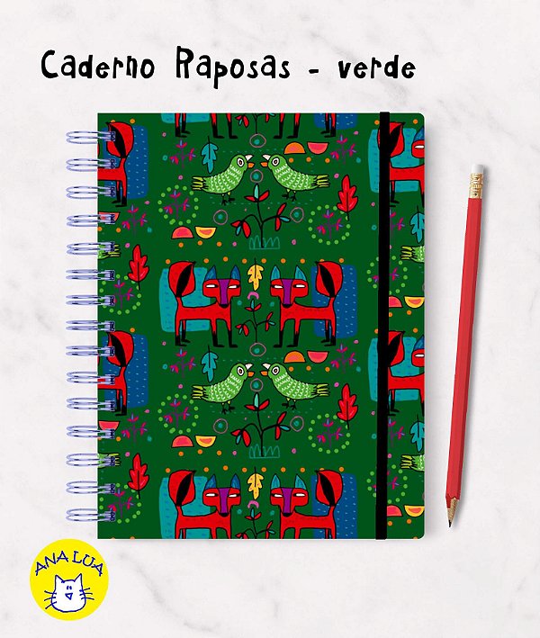 Caderno Raposas verde