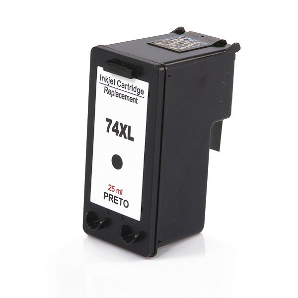 Cartucho de Tinta Preto Compatível HP 74XL CB336WB 25ml Alta Capacidade - Economia e Qualidade para Impressoras Photosmart HP
