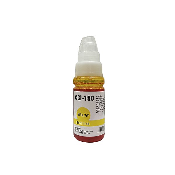Refil de Tinta Compatível Canon GI190 Amarelo 70ml G1100 G2100 G3100 G4100