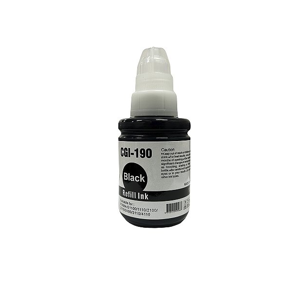 Refil de Tinta Compatível Canon GI190 BK Preto 135ml G1100 G1110 G2100 G2110 G3100 G3110 G4100 G4110